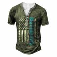 Fathers Day Best Dad Ever With Us American Flag V2 Men's Henley T-Shirt Green
