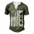 Mens Fathers Day Best Dad Ever Usa American Flag Men's Henley T-Shirt Green