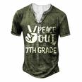 Happy Last Day Of School Retro Peace Out 7Th Grade Men's Henley T-Shirt Green