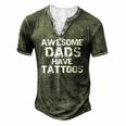 Hipster Fathers Day For Men Awesome Dads Have Tattoos Men's Henley T-Shirt Green