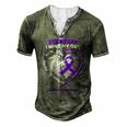 In Memory Dad Purple Alzheimers Awareness Men's Henley T-Shirt Green
