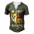 My Spirit Animal Corgi Dog Love-R Dad Mom Boy Girl Funny Men's Henley Button-Down 3D Print T-shirt Green