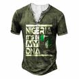 Nigeria Is In My Dna Nigerian Flag Africa Map Raised Fist Men's Henley T-Shirt Green