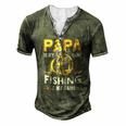 Papa Is My Name Fishing Is My Game Men's Henley T-Shirt Green