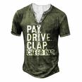 Mens Pay Drive Clap Cheer Dad Cheerleading Fathers Day Cheerleader Men's Henley T-Shirt Green