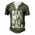 Real Men Daughter Fathers Day Dad Men's Henley T-Shirt Green