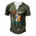 Red White And Moo Patriotic Cow Usa Flag 4Th Of July Farmer Men's Henley T-Shirt Green