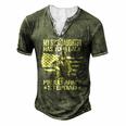 Mens My Stepdaughter Has Your Back Proud Army Stepdad Dad Men's Henley T-Shirt Green