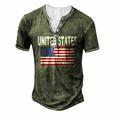 United States Flag Cool Usa American Flags Top Tee Men's Henley T-Shirt Green