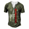 Us Flag Best Single Dad Ever 4Th Of July American Patriotic Men's Henley T-Shirt Green