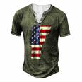 Vermont Map State American Flag 4Th Of July Pride Tee Men's Henley T-Shirt Green