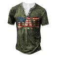 Mens Vintage Dad Fathers Day American Flag Usa Dad 4Th Of July Men's Henley T-Shirt Green
