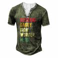 Mens Vintage Husband Daddy Iron Worker Hero Fathers Day Men's Henley T-Shirt Green