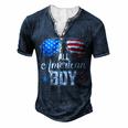 All American Boy Us Flag Sunglasses For Matching 4Th Of July Men's Henley T-Shirt Navy Blue