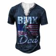 American Flag Bmx Dad Fathers Day 4Th Of July Men's Henley T-Shirt Navy Blue