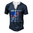 American Flag With Inflation Graph Biden Flation Men's Henley T-Shirt Navy Blue