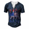 Mens American Flag Papa Bear 4Th Of July Usa Patriotic Dad V2 Men's Henley T-Shirt Navy Blue