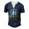 Awesome Dads Have Beards And Tattoo Men's Henley T-Shirt Navy Blue