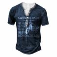 Awesome Dads Have Beards Tattoos And Ride Motorcycles V2 Men's Henley T-Shirt Navy Blue