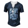 Awesome Dads Have Tattoos And Beards Fathers Day Men's Henley T-Shirt Navy Blue