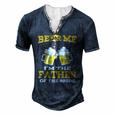 Beer Me Im The Father Of The Bride Fathers Day Men's Henley T-Shirt Navy Blue