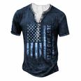 Best Dad Ever Flag American Fathers Day For Dad Son Men's Henley T-Shirt Navy Blue