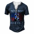 Mens Best Dog Dad Ever Husky American Flag 4Th Of July Men's Henley T-Shirt Navy Blue