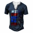 Best Effin’ Step Dad 4Th Of July Ever Shoes Trace Flag Men's Henley T-Shirt Navy Blue