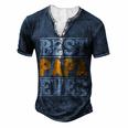 Best Papa Ever 2 Papa T-Shirt Fathers Day Gift Men's Henley Button-Down 3D Print T-shirt Navy Blue
