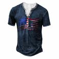 Bigfoot American Flag Sasquatch 4Th July Men's Henley T-Shirt Navy Blue
