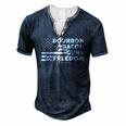 Bourbon Bacon Guns & Freedom 4Th Of July Patriotic Usa Flag Men's Henley T-Shirt Navy Blue