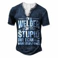 Cool Welding Art For Men Women Welder Iron Worker Pipeliner Men's Henley T-Shirt Navy Blue