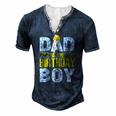 Dad Of The Bday Boy Construction Bday Party Hat Men Men's Henley T-Shirt Navy Blue