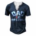 Dad Of One Boy And Two Girls Men's Henley Button-Down 3D Print T-shirt Navy Blue