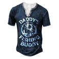 Mens Daddys Fishing Buddy Young Fishing Man For Boys Kids Men's Henley T-Shirt Navy Blue