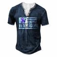 Epilepsy Warrior Purple American Flag Awareness Ribbon Men's Henley T-Shirt Navy Blue