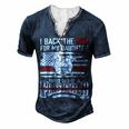 Father Grandpa I Back The Red For My Daughter Proud Firefighter Dad 186 Family Dad Men's Henley Button-Down 3D Print T-shirt Navy Blue