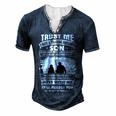 Father Grandpa Trust Me I Have A Freaking Awesome Son He Has Anger Issues 109 Family Dad Men's Henley Button-Down 3D Print T-shirt Navy Blue