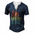 Father Husband Garage Drinker Vintage Mechanic Dad Handyman Men's Henley T-Shirt Navy Blue