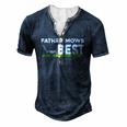Father Mows Best Fathers Day Lawn Grass Men's Henley T-Shirt Navy Blue