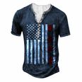 Mens Fathers Day Best Dad Ever Usa American Flag Men's Henley T-Shirt Navy Blue