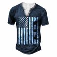 Mens Fathers Day Best Dad Ever Usa American Flag Men's Henley T-Shirt Navy Blue