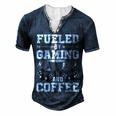 Fueled By Gaming And Coffee Video Gamer Gaming Men's Henley T-Shirt Navy Blue