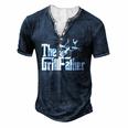 The Grillfather Barbecue Grilling Bbq The Grillfather Men's Henley T-Shirt Navy Blue