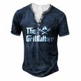 The Grillfather Bbq Dad Bbq Grill Dad Grilling Men's Henley T-Shirt Navy Blue