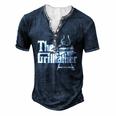 The Grillfather Pitmaster Bbq Lover Smoker Grilling Dad Men's Henley T-Shirt Navy Blue