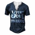 Happy Last Day Of School Retro Peace Out 7Th Grade Men's Henley T-Shirt Navy Blue