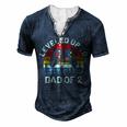 Leveled Up To Dad Of 2 Video Gamers Gaming Two Daddy Men's Henley T-Shirt Navy Blue