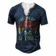 Leveling Up To Daddy Of Twins Expecting Dad Video Gamer Men's Henley T-Shirt Navy Blue