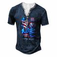 Love Para Life Gnome Usa Flag 4Th Of July Patriotic Men's Henley T-Shirt Navy Blue
